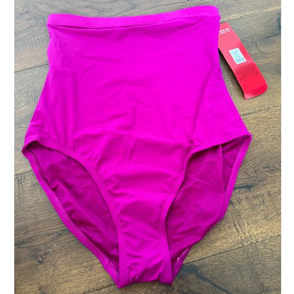 NWT SPANX High Rise Bikini Bottom Shapewear Swim Vibrant Berry Pink Fuchsia Sz10 - Picture 1 of 7